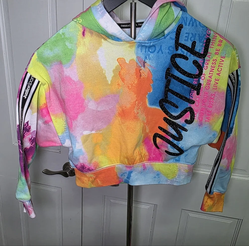 Justice Rainbow Hoodie- Vibrant, Colorful, & Bright- Size XS (5/6)